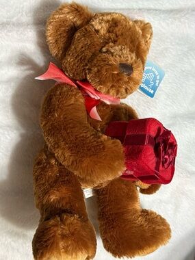 Applause Teddy Bear Plush Holding Red Velvet Ring Box Valentine Stuffed Animal